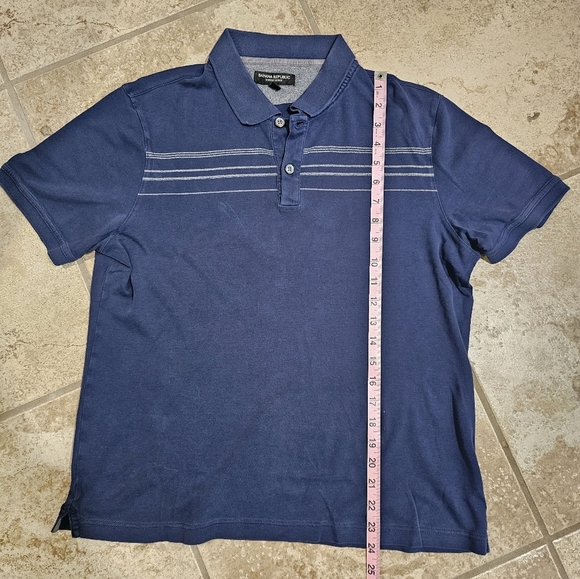 Banana Republic Luxury Touch Polo Men Medium Blue Stripped Preppy Office Academy - Picture 7 of 7